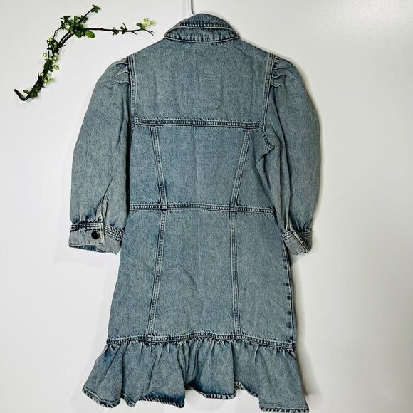 River Island Denim Light Thinker T Women's Blue Denim Drop Waist Dress Size 6 - Picture 13 of 13